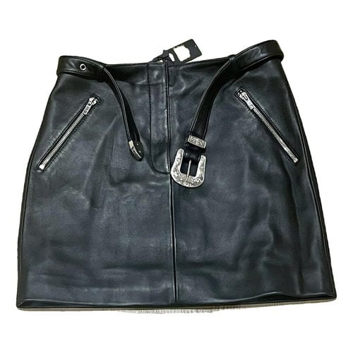 Pre-owned Maje Leather Mini Skirt In Black