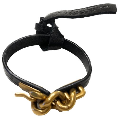 Pre-owned Saint Laurent Leather Bracelet In Black