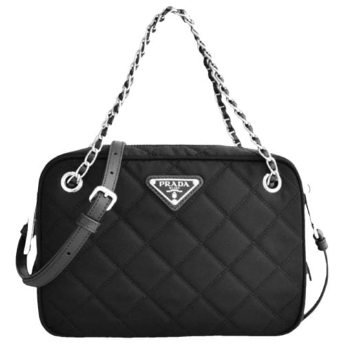 Pre-owned Prada Tessuto Leather Crossbody Bag In Black