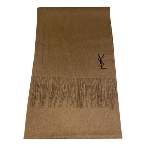 Pre-owned Saint Laurent Wool Scarf & Pocket Square In Camel