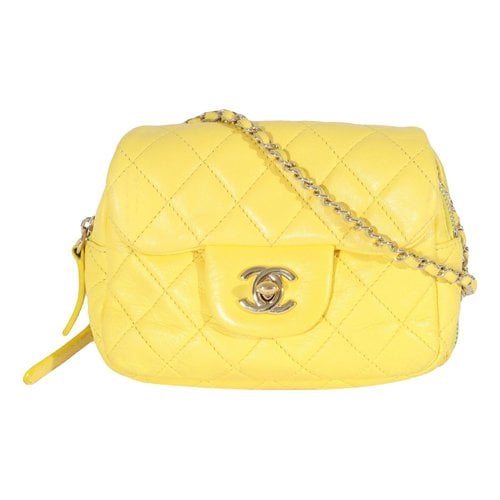 Pre-owned Chanel Wallet On Chain Leather Handbag In Yellow