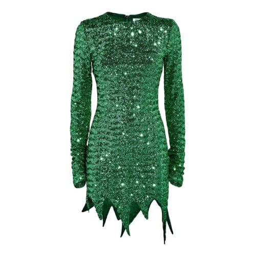 Pre-owned Attico Glitter Mini Dress In Green