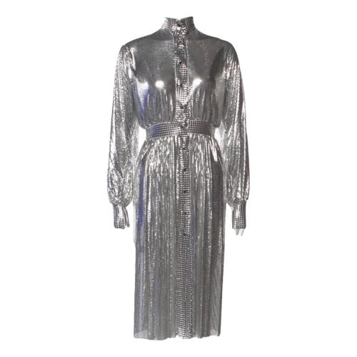 Pre-owned Paco Rabanne Glitter Mid-length Dress In Silver