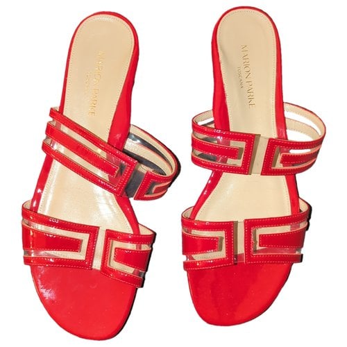 Pre-owned Marion Parke Patent Leather Sandal In Red
