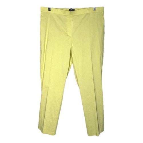 Pre-owned Theory Linen Slim Pants In Yellow
