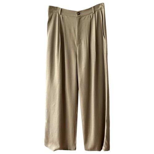 Pre-owned Reformation Straight Pants In Khaki