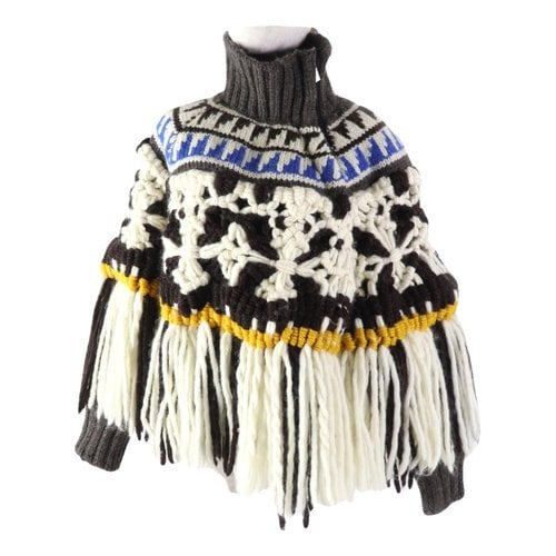 Pre-owned Sacai Wool Poncho In Multicolour