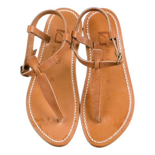 Pre-owned Kjacques Picon Leather Sandal In Camel