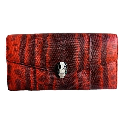 Pre-owned Bvlgari Serpenti Leather Wallet In Red