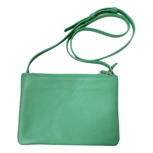 Pre-owned Celine Trio Leather Crossbody Bag In Green