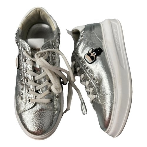 Pre-owned Karl Lagerfeld Patent Leather Trainers In Silver