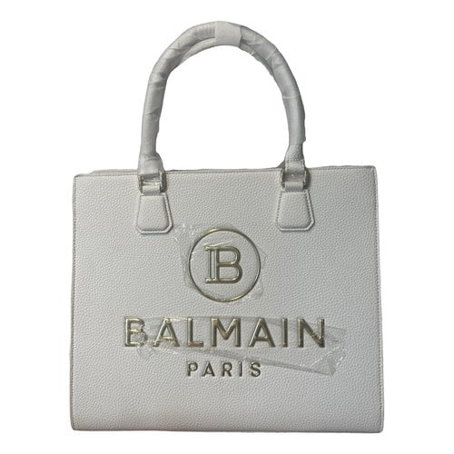 Pre-owned Balmain Leather Handbag In White