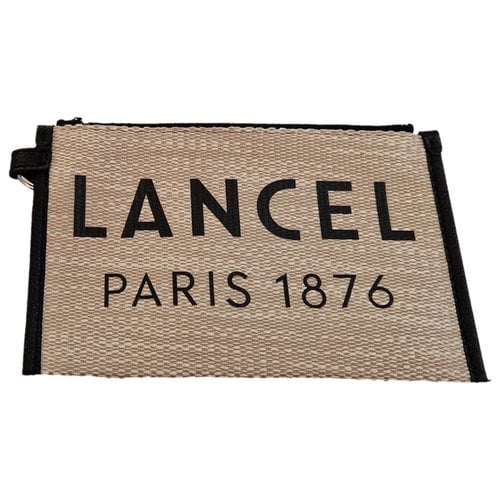 Pre-owned Lancel Cloth Clutch Bag In Beige