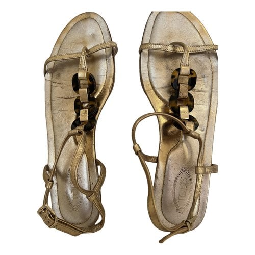Pre-owned Tod's Leather Sandal In Gold
