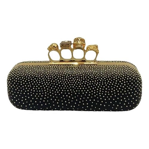 Pre-owned Alexander Mcqueen Knuckle Leather Clutch Bag In Black