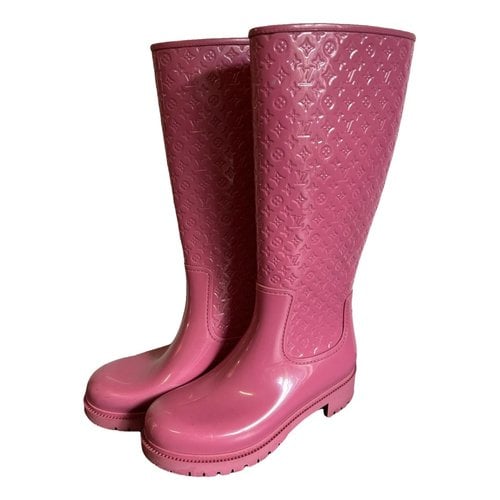 Pre-owned Louis Vuitton Wellington Boots In Pink