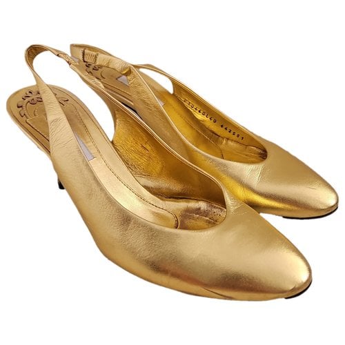 Pre-owned Pollini Leather Mules & Clogs In Gold