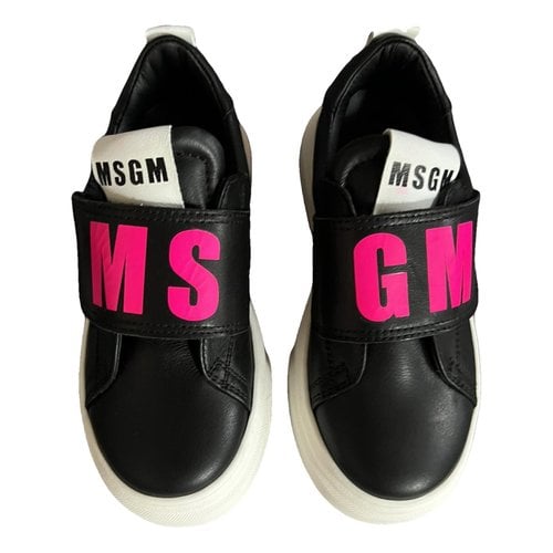 Pre-owned Msgm Leather Trainers In Black