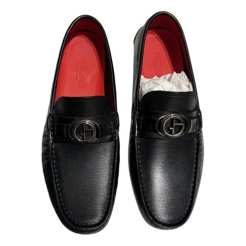 Pre-owned Giorgio Armani Leather Flats In Black