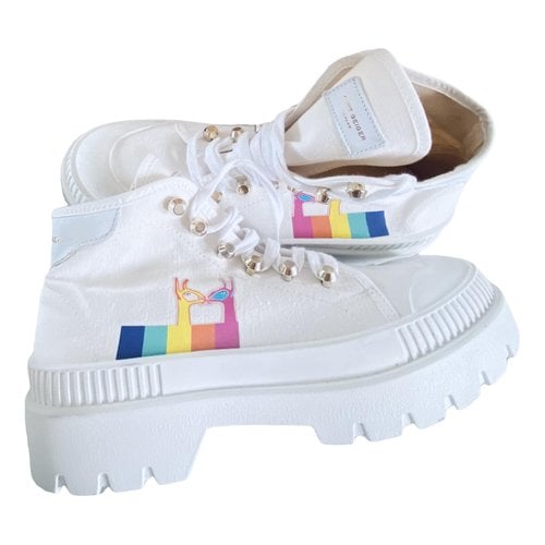 Pre-owned Kurt Geiger Cloth Trainers In White