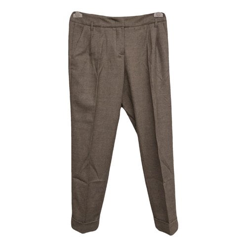 Pre-owned Max Mara Wool Chino Pants In Brown