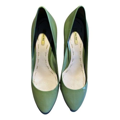 Pre-owned Miu Miu Patent Leather Heels In Green