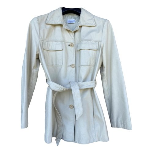 Pre-owned Blumarine Leather Jacket In White