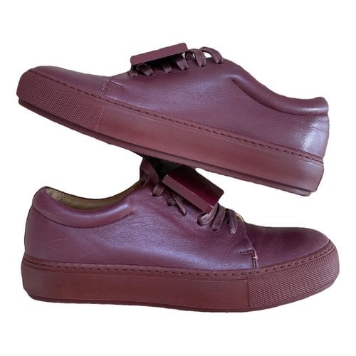 Pre-owned Acne Studios Leather Trainers In Burgundy
