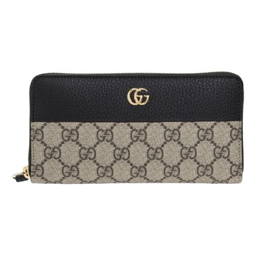 Pre-owned Gucci Continental Cloth Wallet In Black