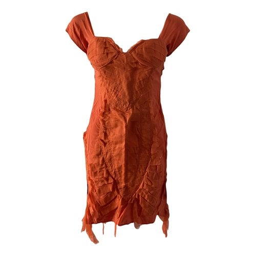 Pre-owned Gucci Silk Mid-length Dress In Orange
