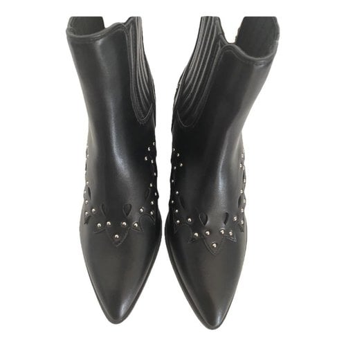 Pre-owned Vanessa Wu Leather Cowboy Boots In Black