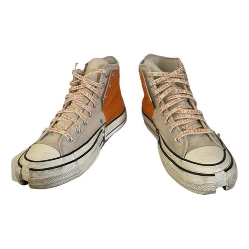 Pre-owned Feng Chen Wang Cloth High Trainers In Orange