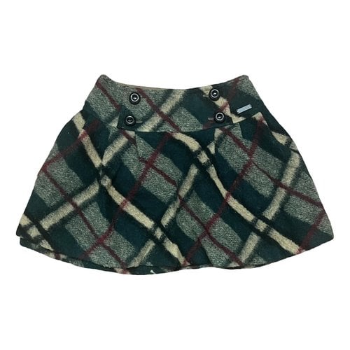 Pre-owned Burberry Wool Mini Skirt In Green