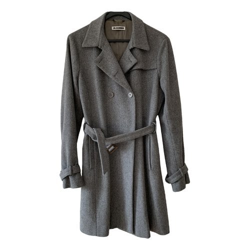 Pre-owned Jil Sander Wool Trench Coat In Grey