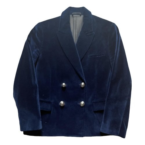Pre-owned Laurence Bras Velvet Short Vest In Blue