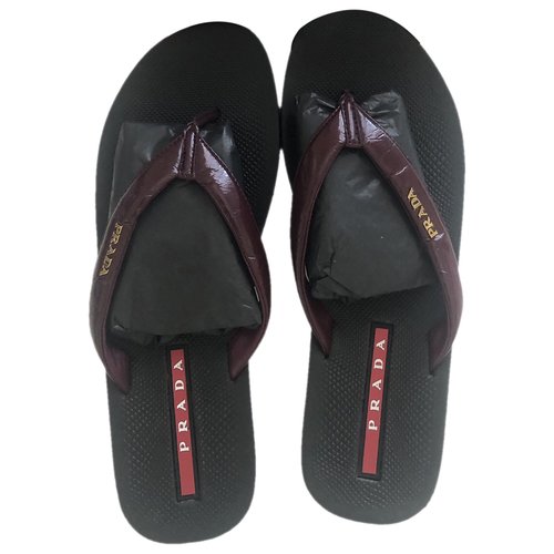 Pre-owned Prada Patent Leather Flip Flops In Other