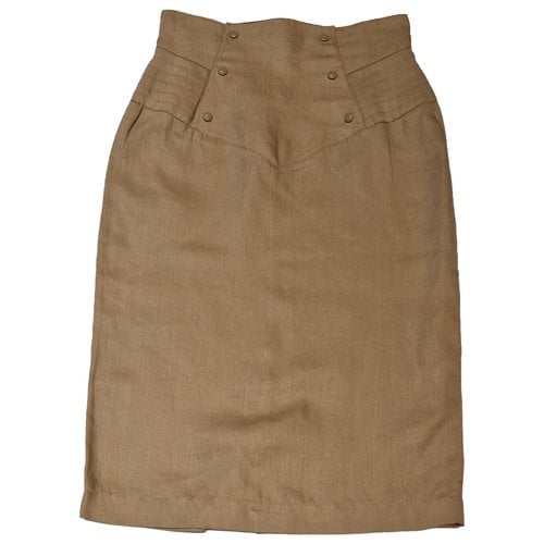 Pre-owned Claude Montana Linen Mid-length Skirt In Beige