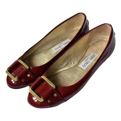 Pre-owned Jimmy Choo Leather Ballet Flats In Burgundy