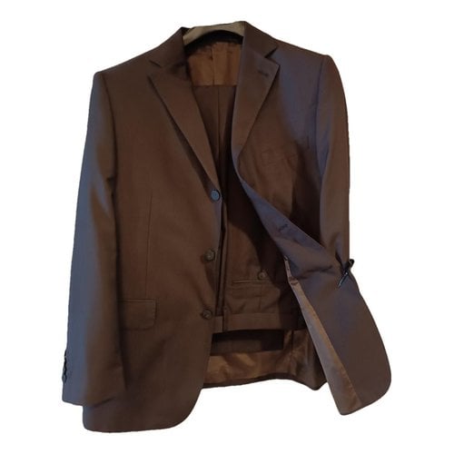Pre-owned Giorgio Armani Wool Suit In Brown