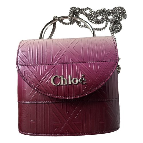 Pre-owned Chloé Aby Lock Leather Crossbody Bag In Purple