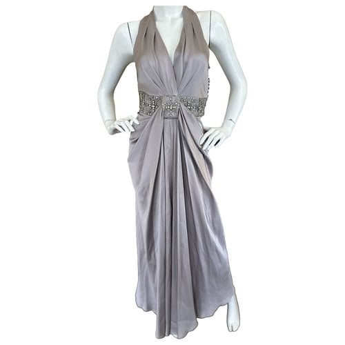 Pre-owned Dior Silk Maxi Dress In Silver
