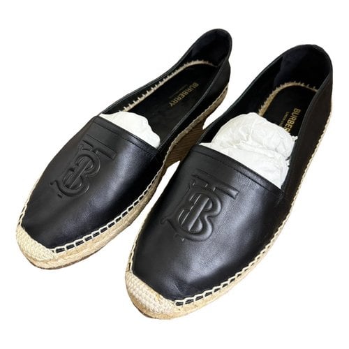 Pre-owned Burberry Leather Espadrilles In Black