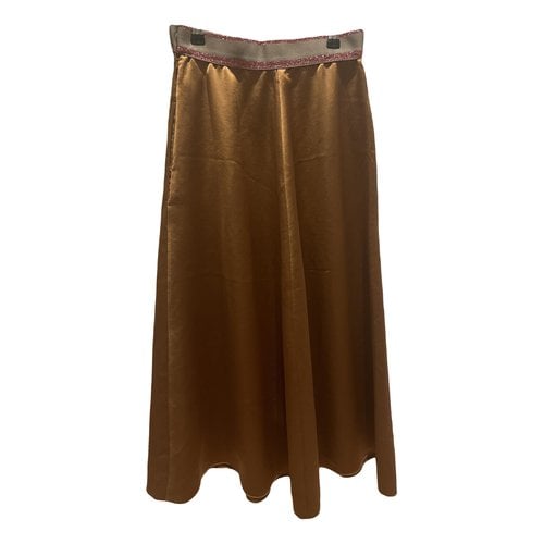 Pre-owned Max Mara Silk Maxi Skirt In Brown