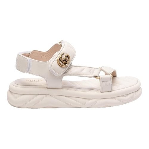 Pre-owned Gucci Marmont Leather Sandal In White