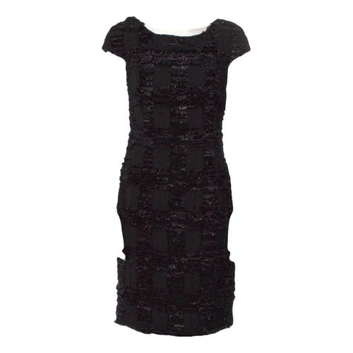 Pre-owned Theia Wool Mid-length Dress In Black