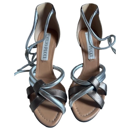 Pre-owned Emilio Pucci Leather Sandal In Silver