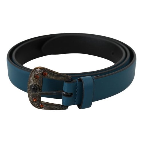 Pre-owned Dolce & Gabbana Leather Belt In Blue
