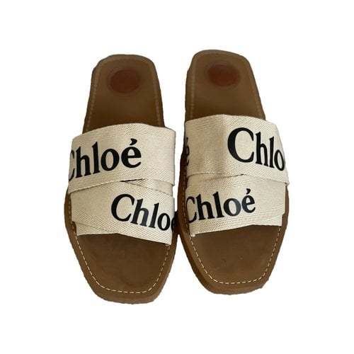 Pre-owned Chloé Woody Cloth Sandal In White