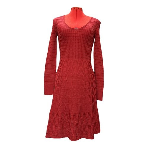 Pre-owned M Missoni Wool Mid-length Dress In Red