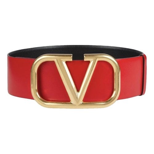 Pre-owned Valentino Garavani Vlogo Leather Belt In Red